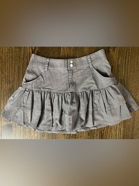 Charcoal Tiered Ruffle Mini Skirt
